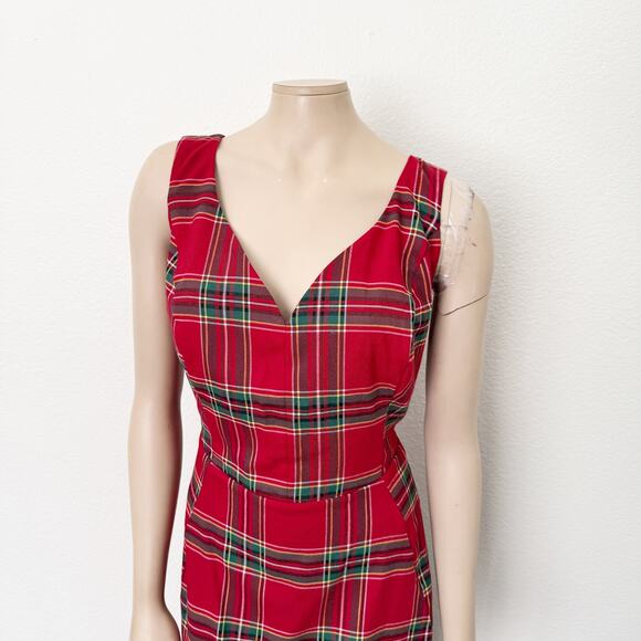 [ModCloth] Collectif Red Tartan Plaid Rebel Check Isabella Maxi Dress NWT Sz 14 - Picture 4 of 13